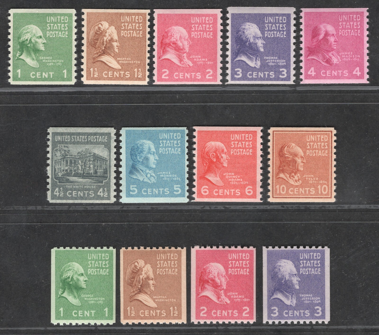 1939 US Presidential Prexie Coil  839-851 Budget Set of 13 MNH F/VF+ PO Fresh