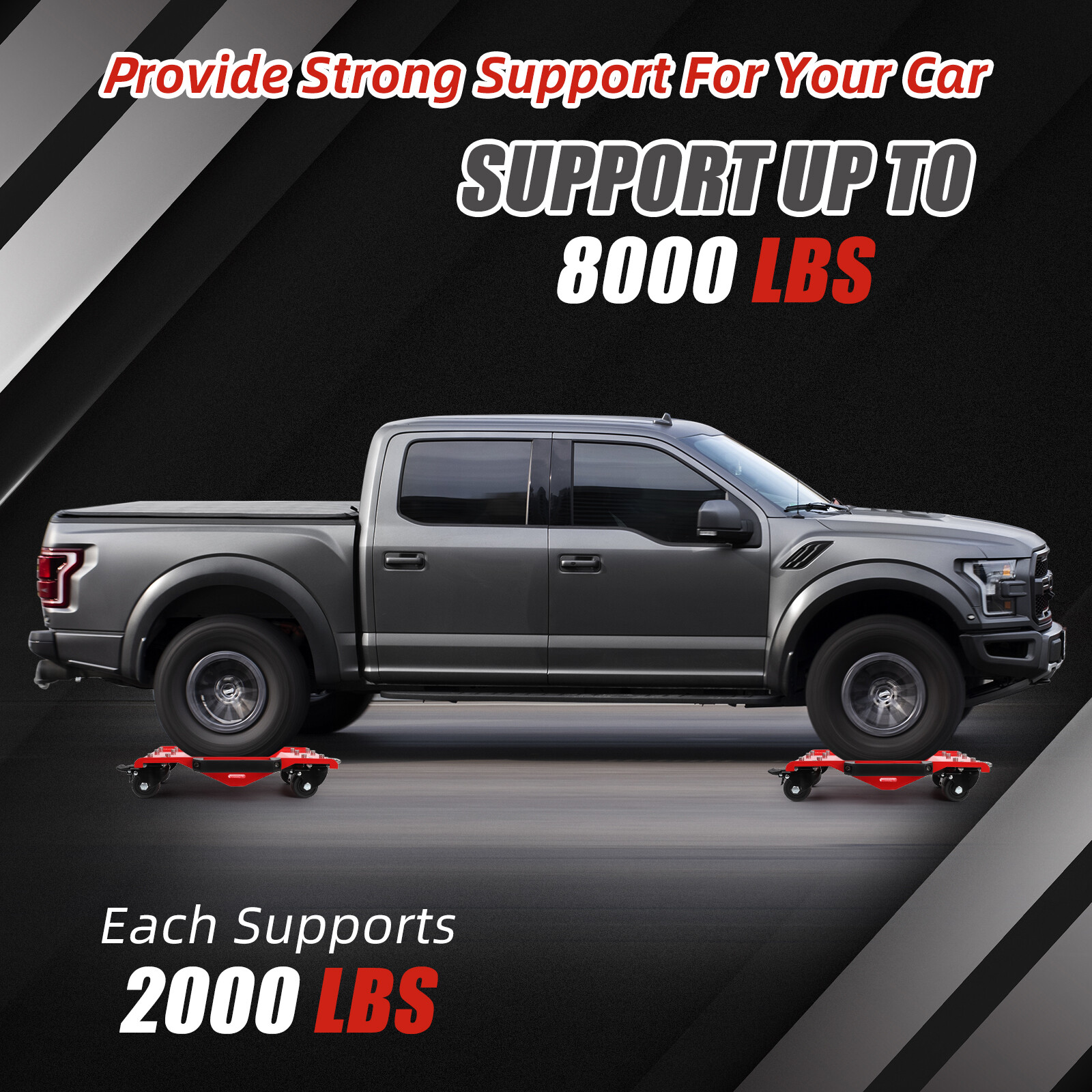 Set of 4 Car Dollies 8000LBS Car Wheel Dolly with Tow Hooks for Moving Vehicles