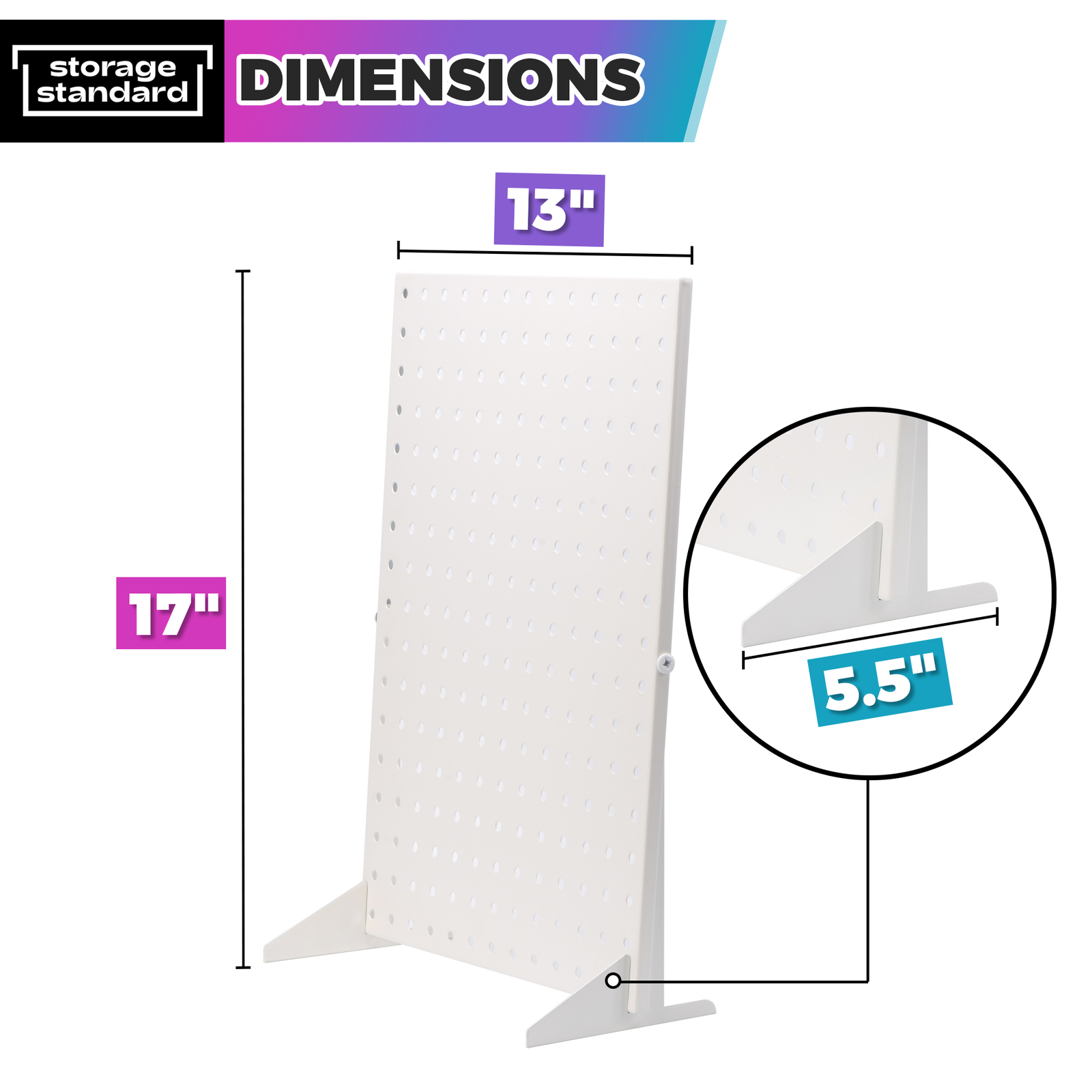 Pegboard Display Stand for Craft Shows & Fairs - Metal Display, 17" x 13” White