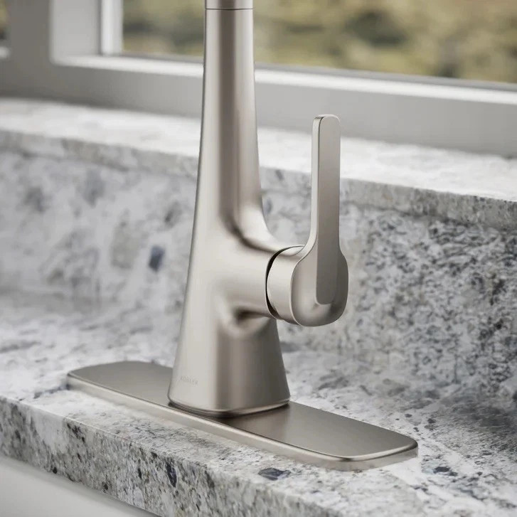 KOHLER GUILD Pull-Down Kitchen Faucet 3-Function Spray in STAINLESS STEEL Opened