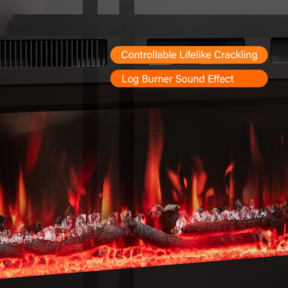 60'' Electric Fireplace Wall Mounted Heater with Remote/Adjustable Flame/Timer