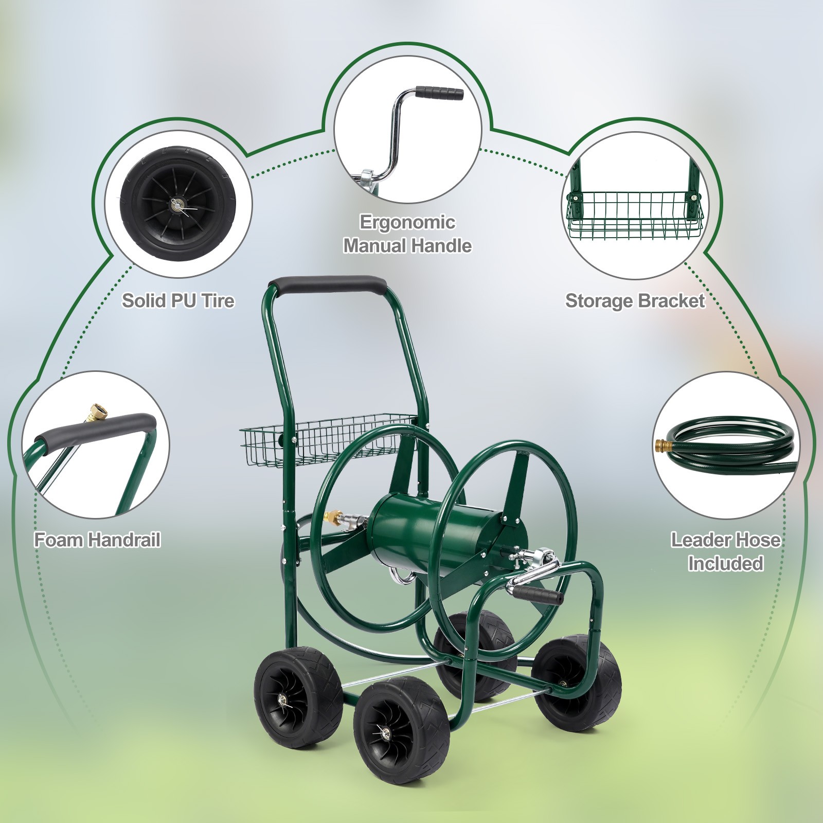 Hose Reel Cart for Garden Water Hose, Holds Up to 250 ft