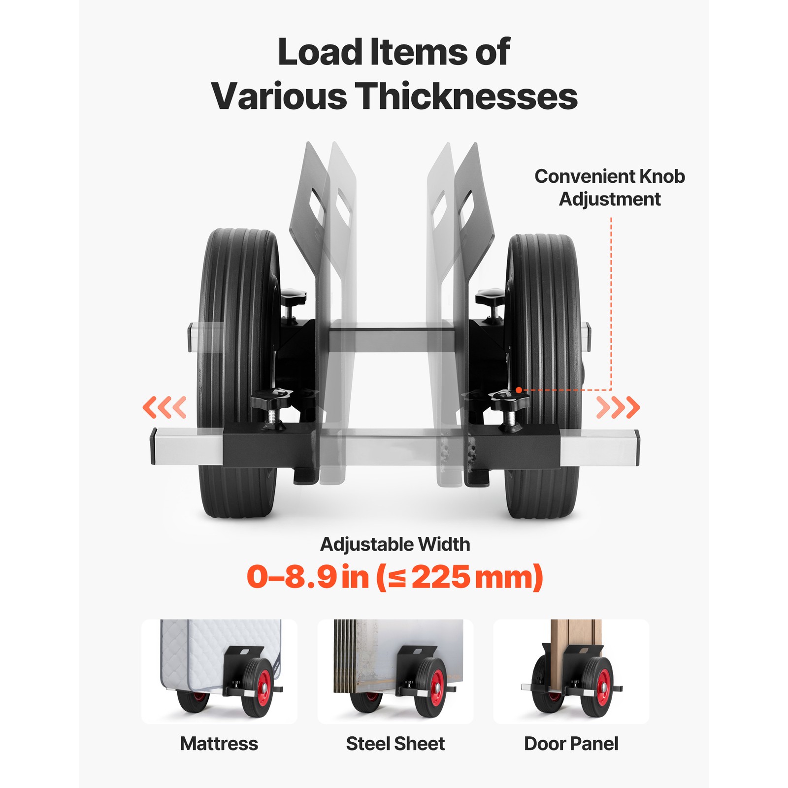 Uimoso Panel Dolly 1000 lbs Capacity 10“ Rubber Wheels Drywall Transport