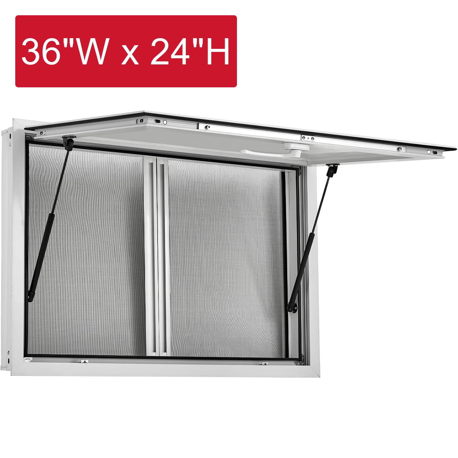 36"W x 24"H Concession Stand Serving Window Food Truck Service Window w/ Awning