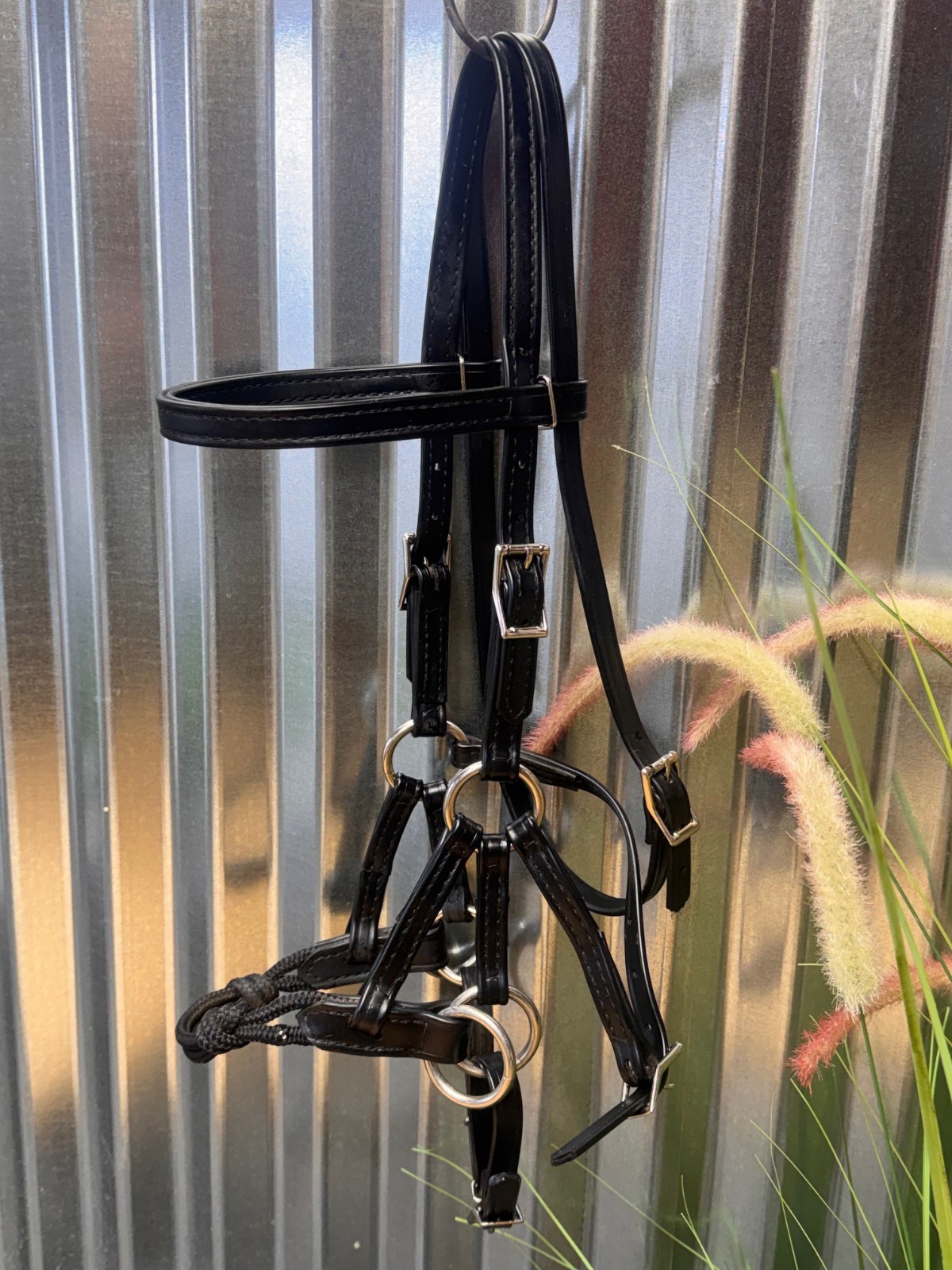 Two Horse Tack BETTER THAN LEATHER Sidepull Bitless Bridle with Rope Noseband