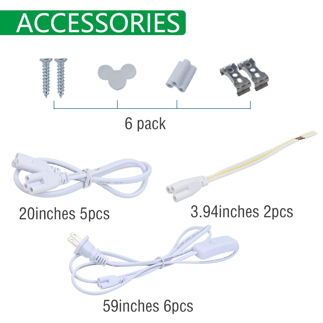 6 Pack LED T5 Integrated Single Fixture 4FT 20W LED Shop Light 6500K SuperBright