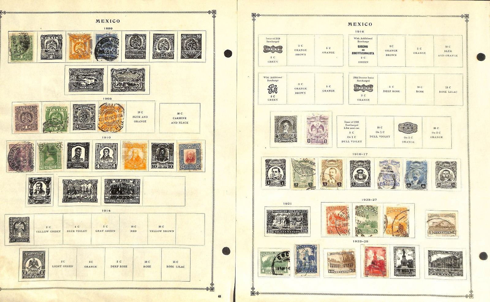 Mexico Stamp Collection on 60 Scott International Pages, 1856-1978 (BE)