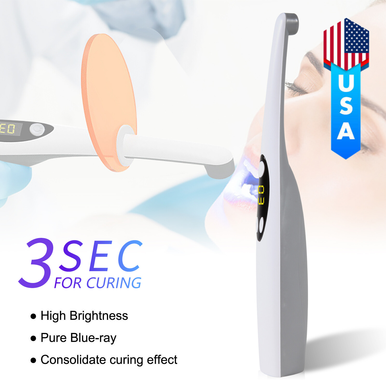Dental Wireless Cordless LED Curing Light Composite Resin Cure Lamp LED-B USA-OR