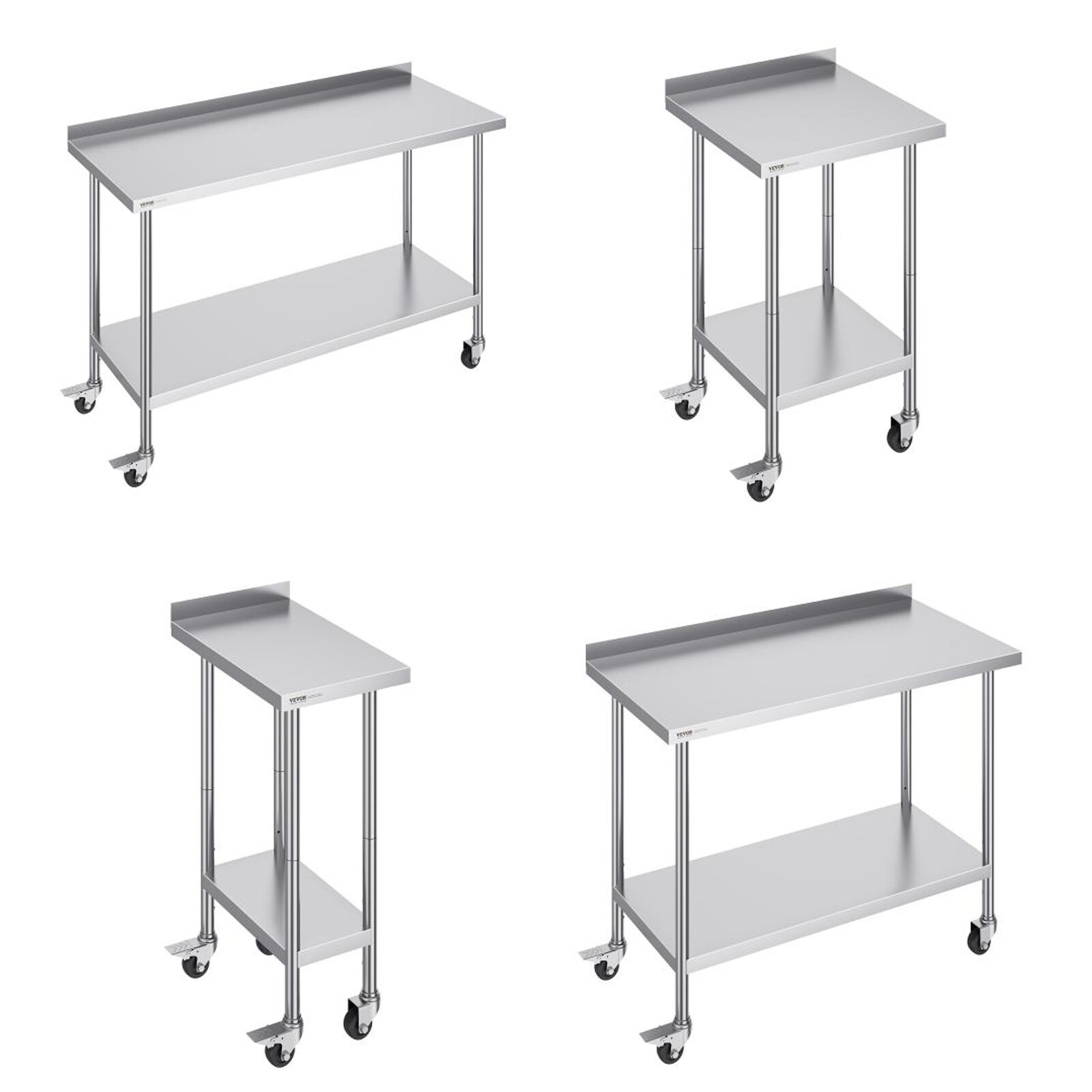VEVOR Stainless Steel Work Table Commercial Food Prep 24x24/15/30/36/48/60 in