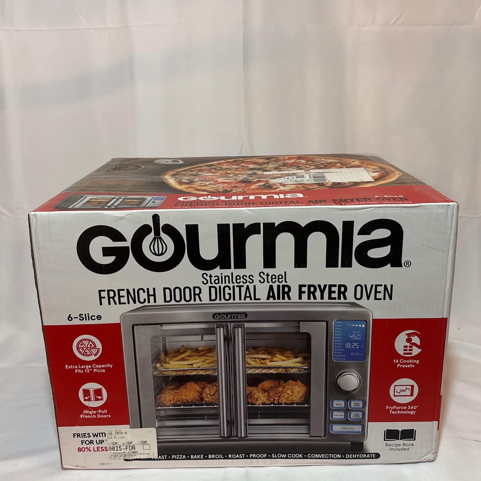Gourmia GTF7520 Stainless Steel French Door Air Fryer Oven, 24L 6-Slice