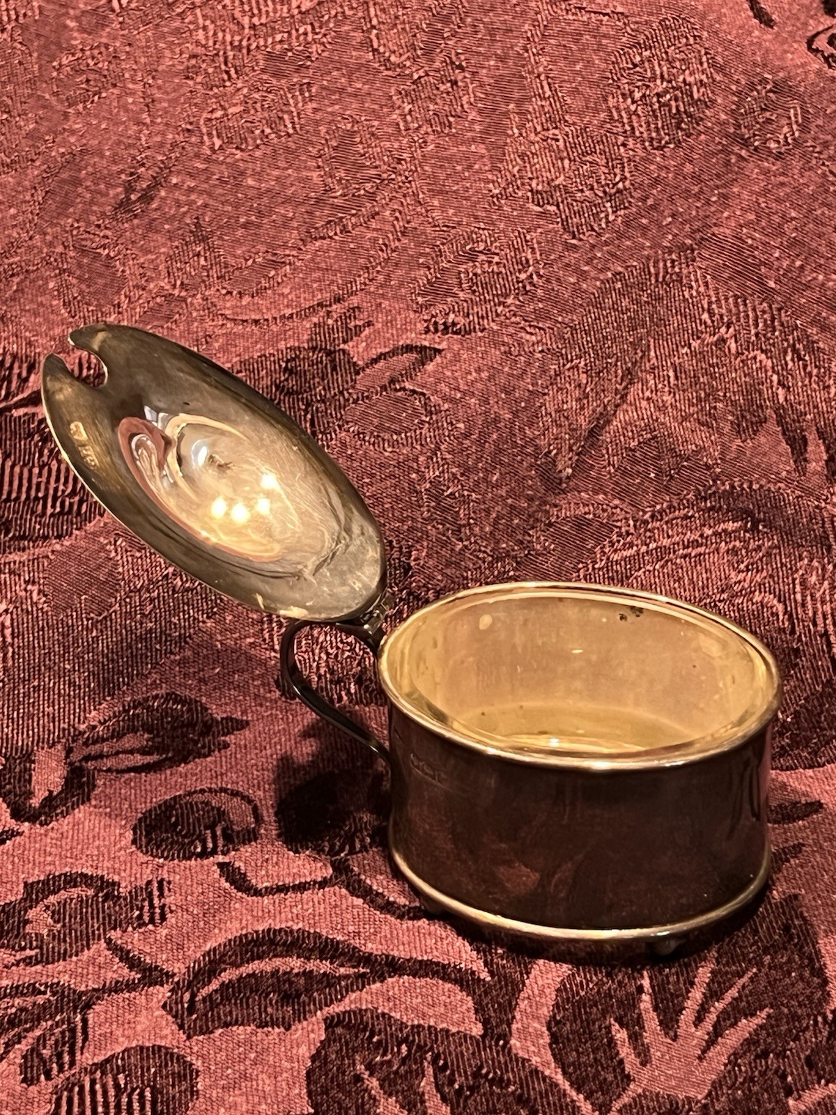 Antique Sheffield England Sterling Silver Mustard Pot With Glass Liner