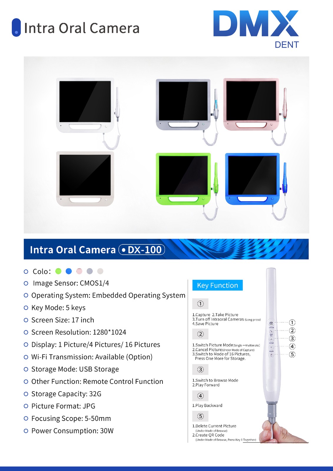 Dental Intraoral Camera VGA CMOS1/4 Embedded Operating System