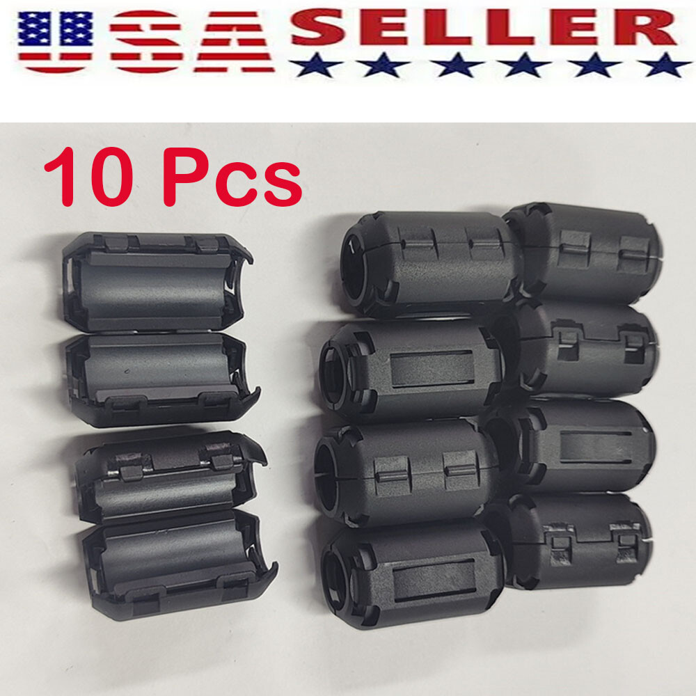 10 Pack Ferrite Beads Clip-on Ring Core RFI EMI Noise Filter Clamp Choke Coil US