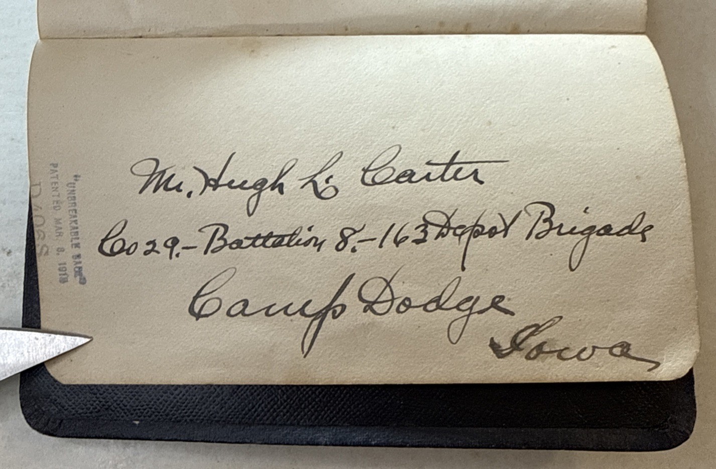 1918 WWI New Testament Pocket Holy Bible Army Camp Dodge Iowa IA Soldier Army SD