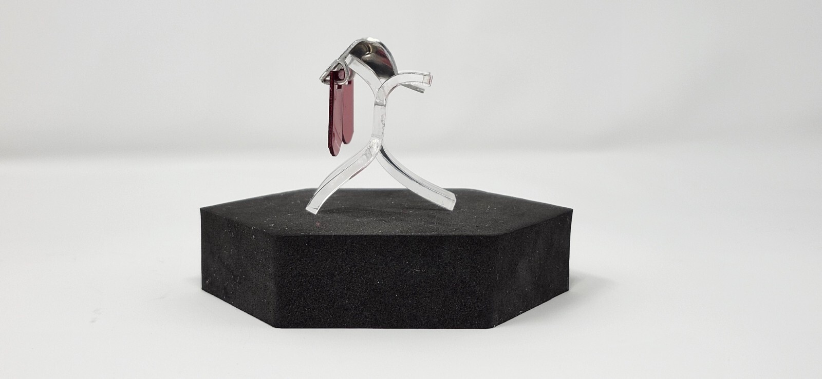 Vtg. Pair of National Band & Tag Co. Red Chicken Glasses Anti Pix W/ Framed Ad