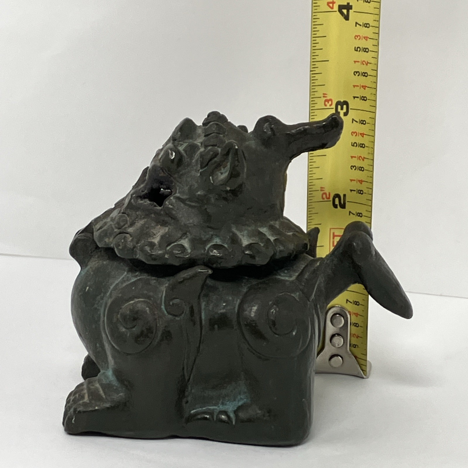 Antique Chinese Foo Dog Incense Burner Guardian Lion HEAVY ( Bronze? Cast Iron?)