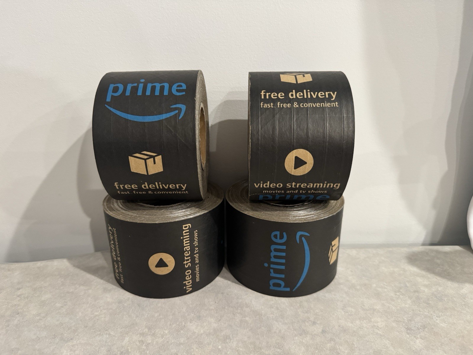 4 ROLLS! 3 Inch X 164 Ft Kraft Tape Amazon Prime Self Adhesive Ships From USA