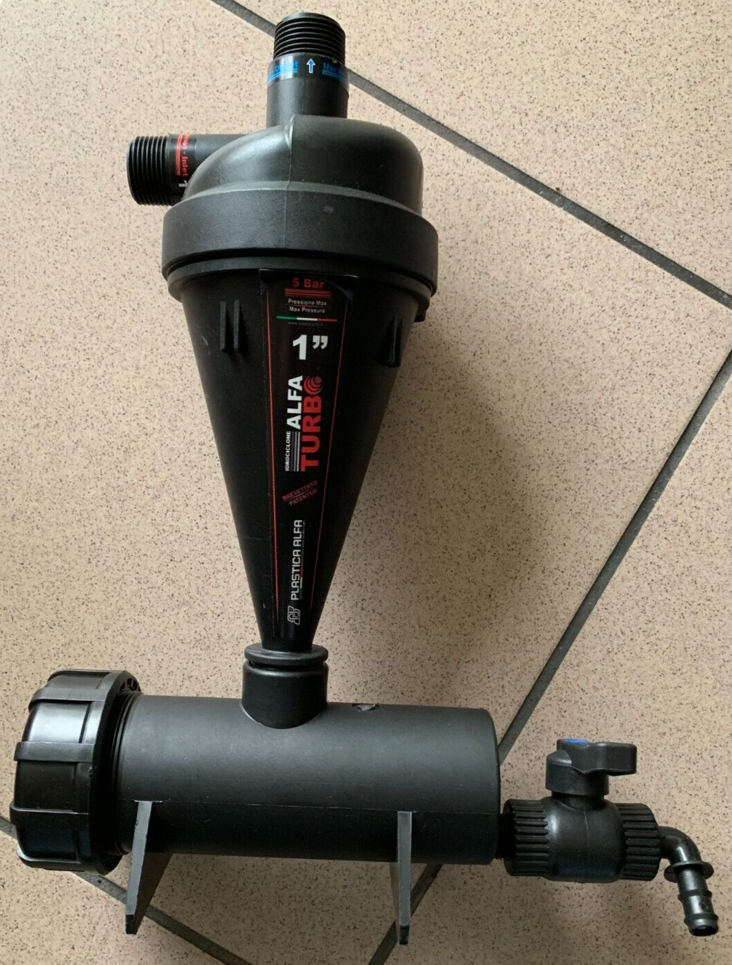 HYDROCYCLONE 1" WATER FILTER SAND SEPARATOR NPT by PLASTICA ALFA - MADE IN ITALY