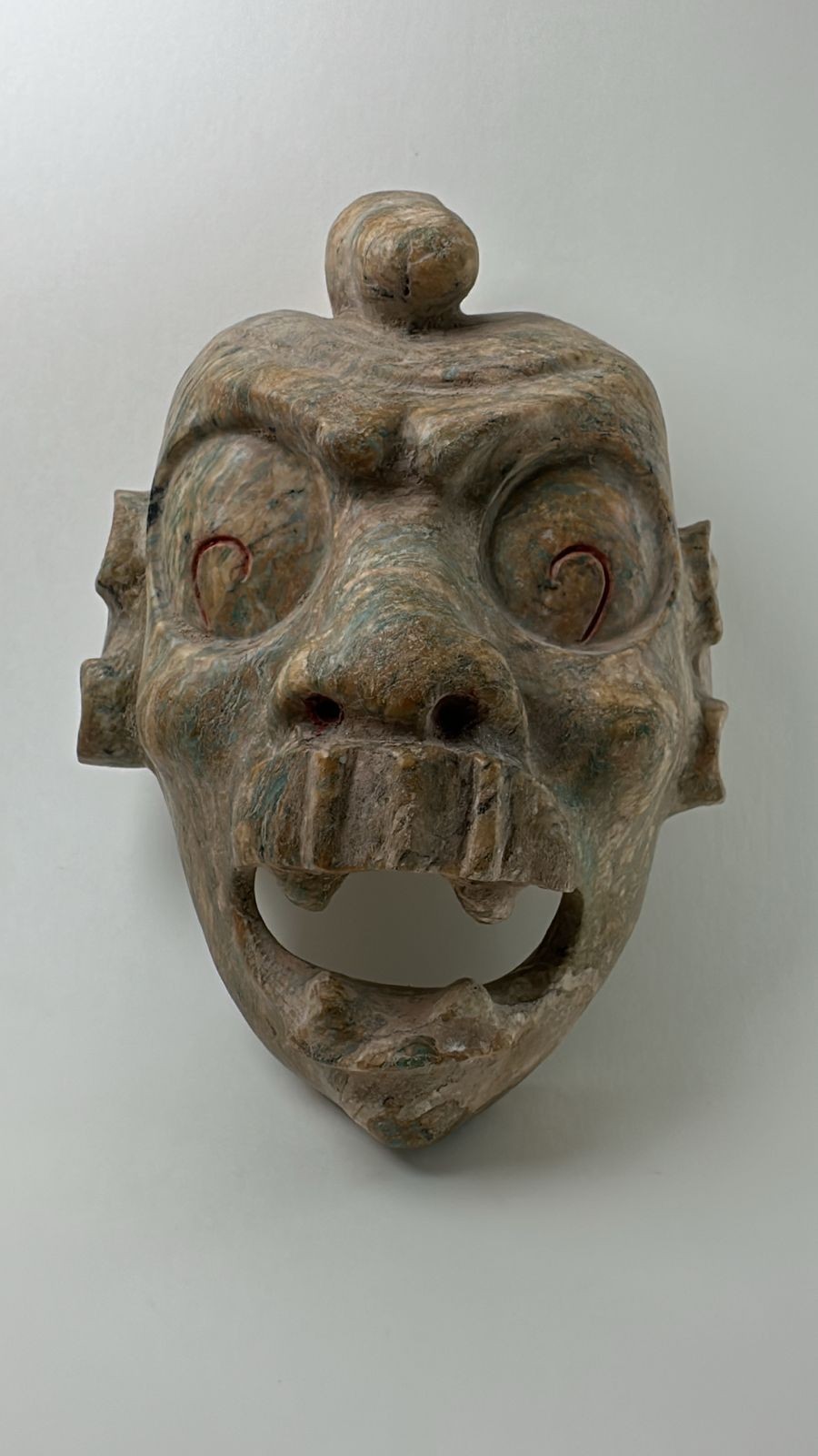 Precolumbian Mayan Stone  Chacc God Face Pectoral Pendant  700 AD 1200 AD