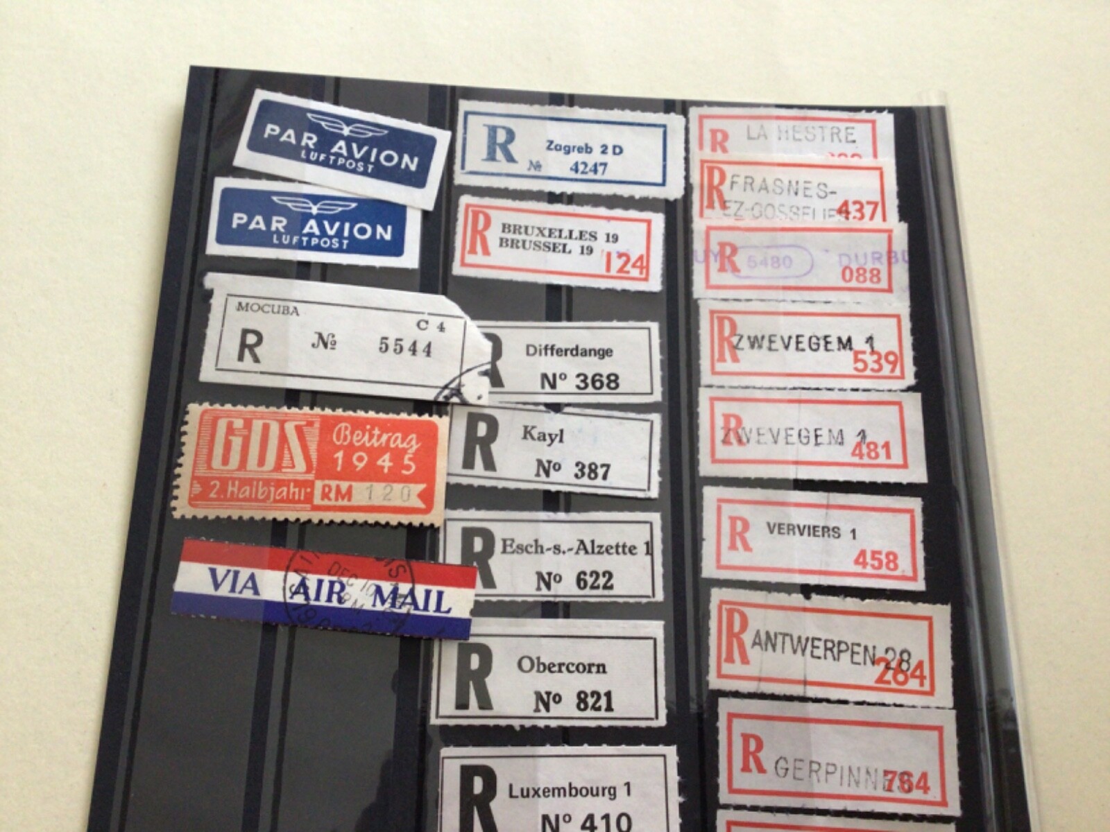 Registered Vintage postal labels collection stamps A13593