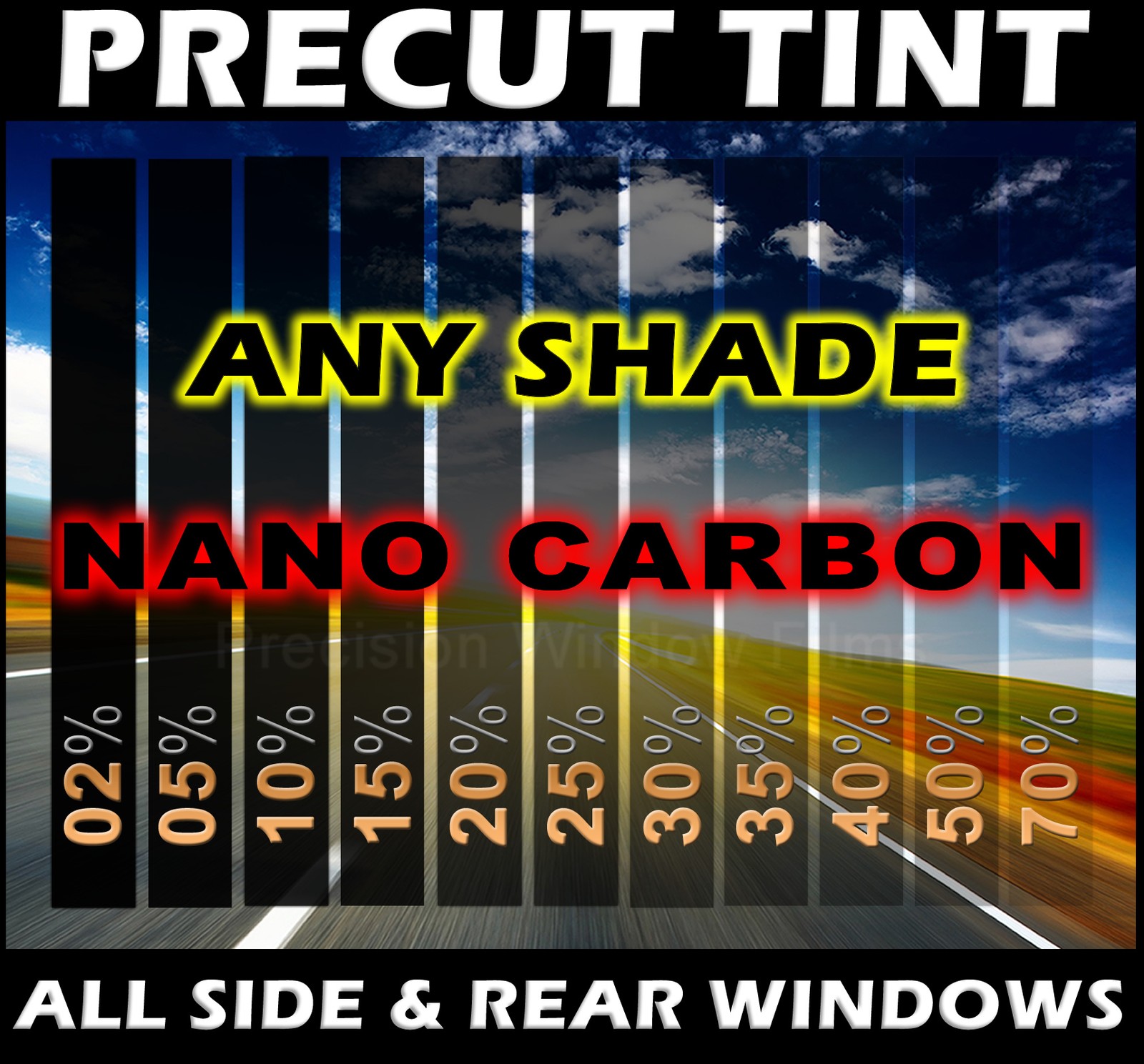 Nano Carbon Window Film Any Tint Shade PreCut All Sides&Rears for Hyundai & KIA