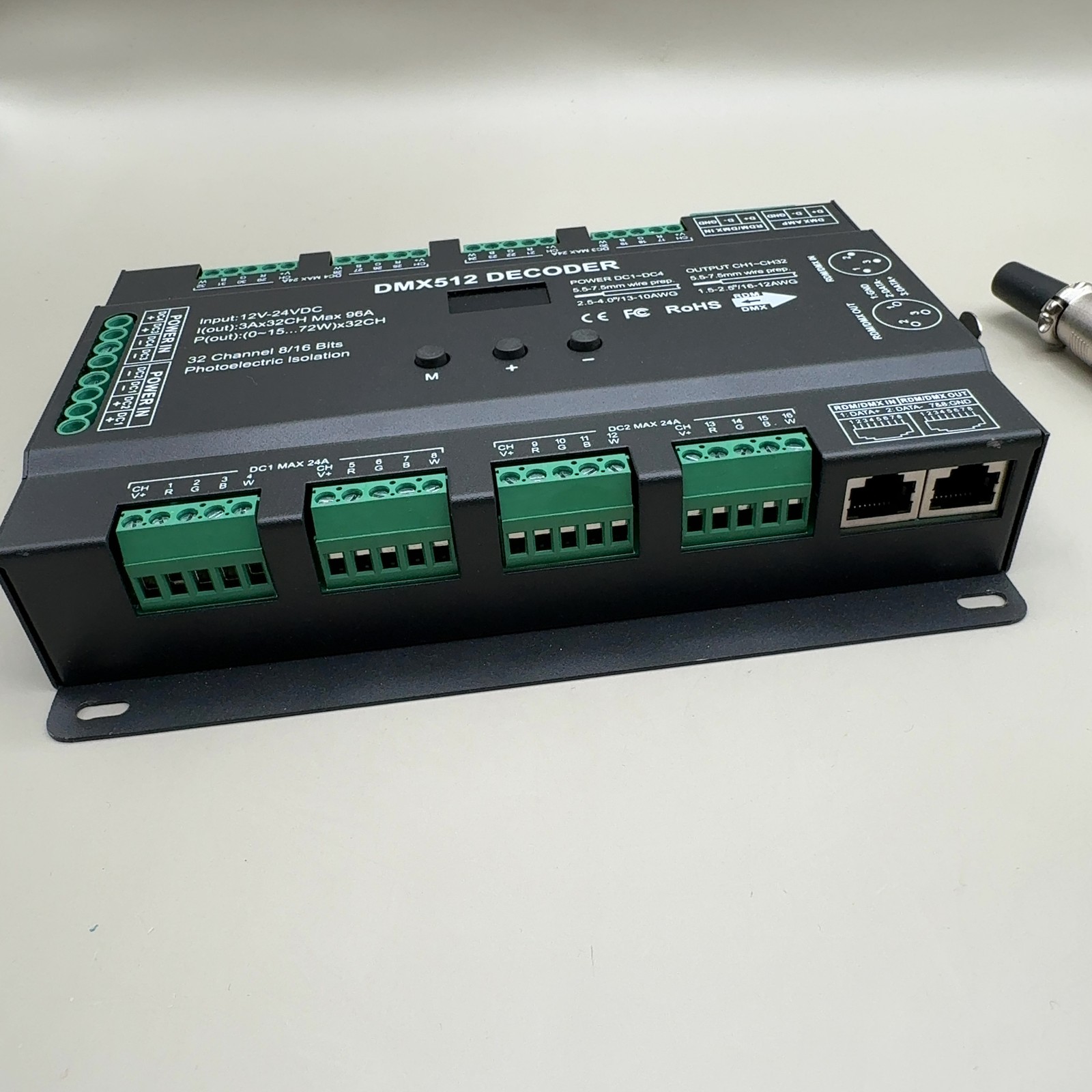 32CH 96A RGBW DMX512 Decoder 16Bit 8KHz LED Driver DC12-24V RDM Display