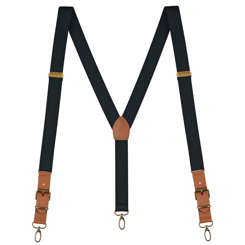 Adjustable Men's Suspenders Leather Elastic Y-Shaped Braces Hooks Pants Braces