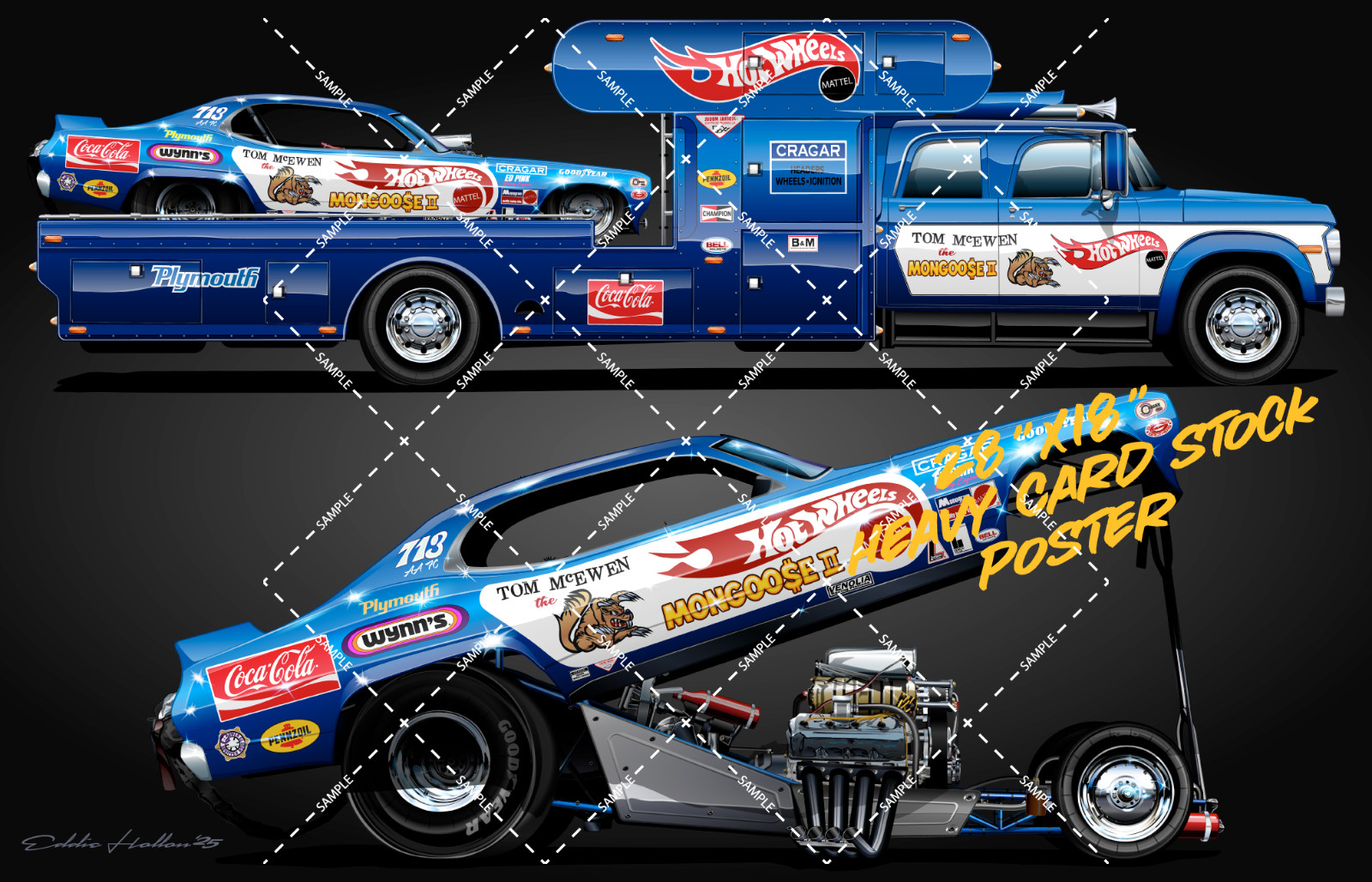 Tom the Mongoose McEwen Duster II Funny Car & Hauler 28X18" Poster 024