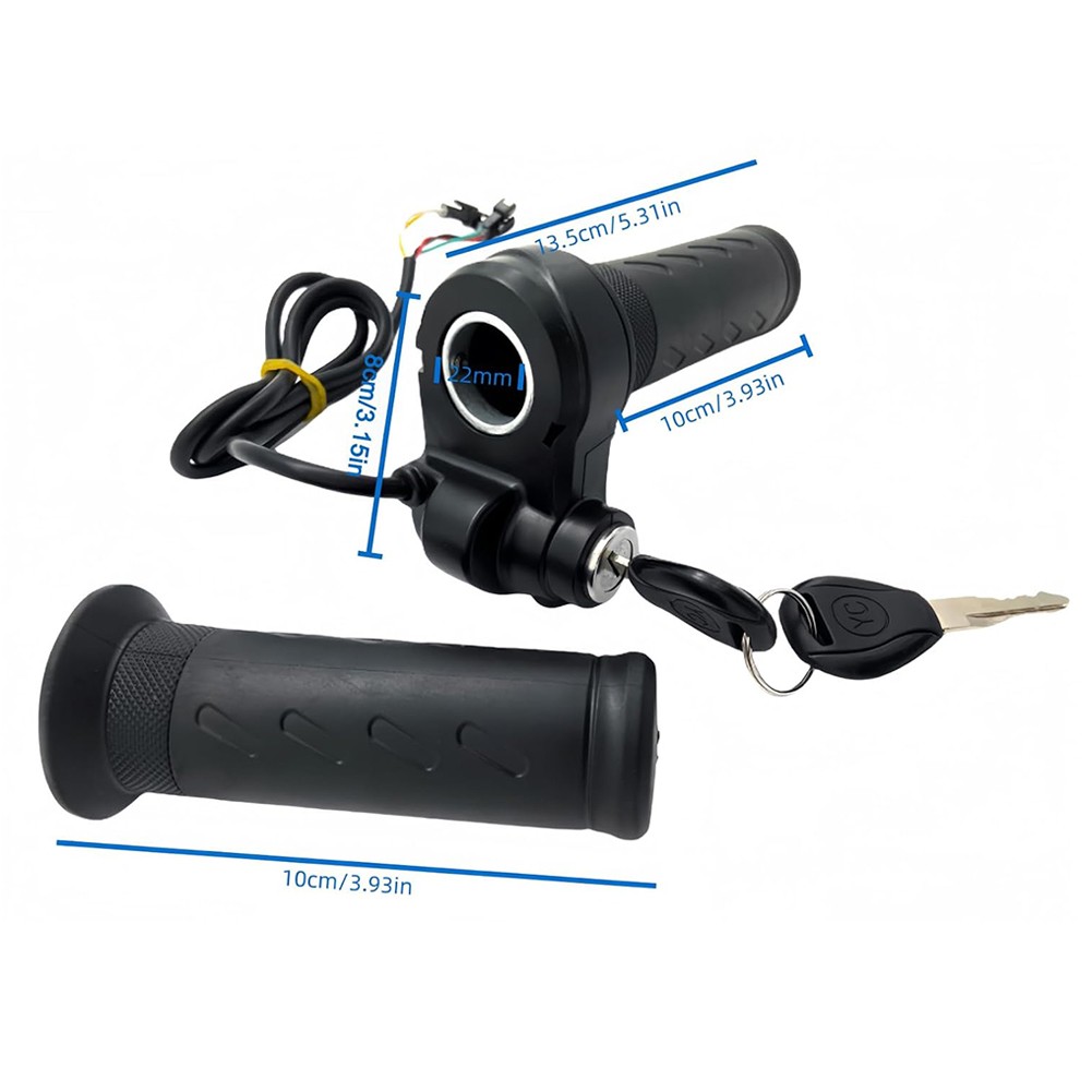 Full Twist Throttle 3-Pin Universal Ebike Throttle Waterproof with 2 Keys NEW