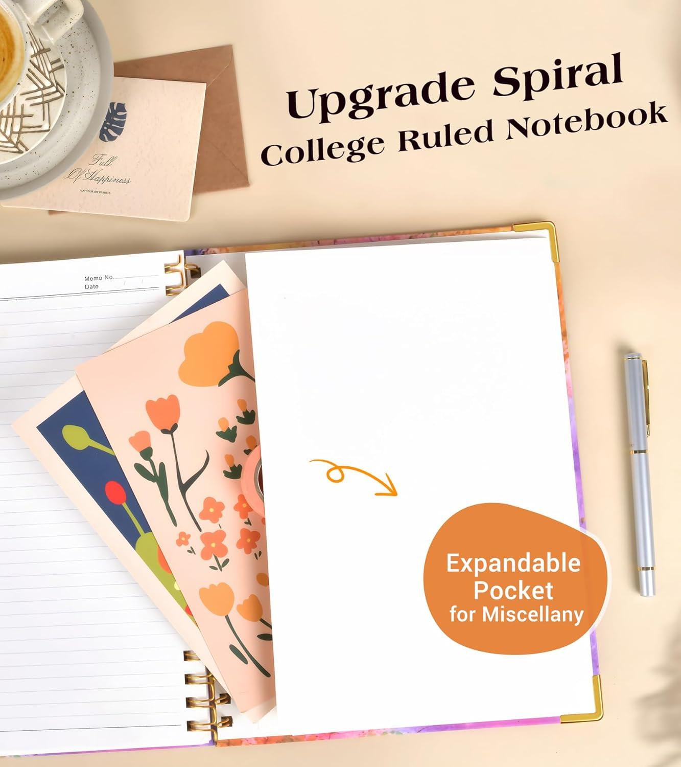 Lined Spiral Notebook Journal for Women, 150 Pages Cute Notebooks 5.75” X 8.38”,