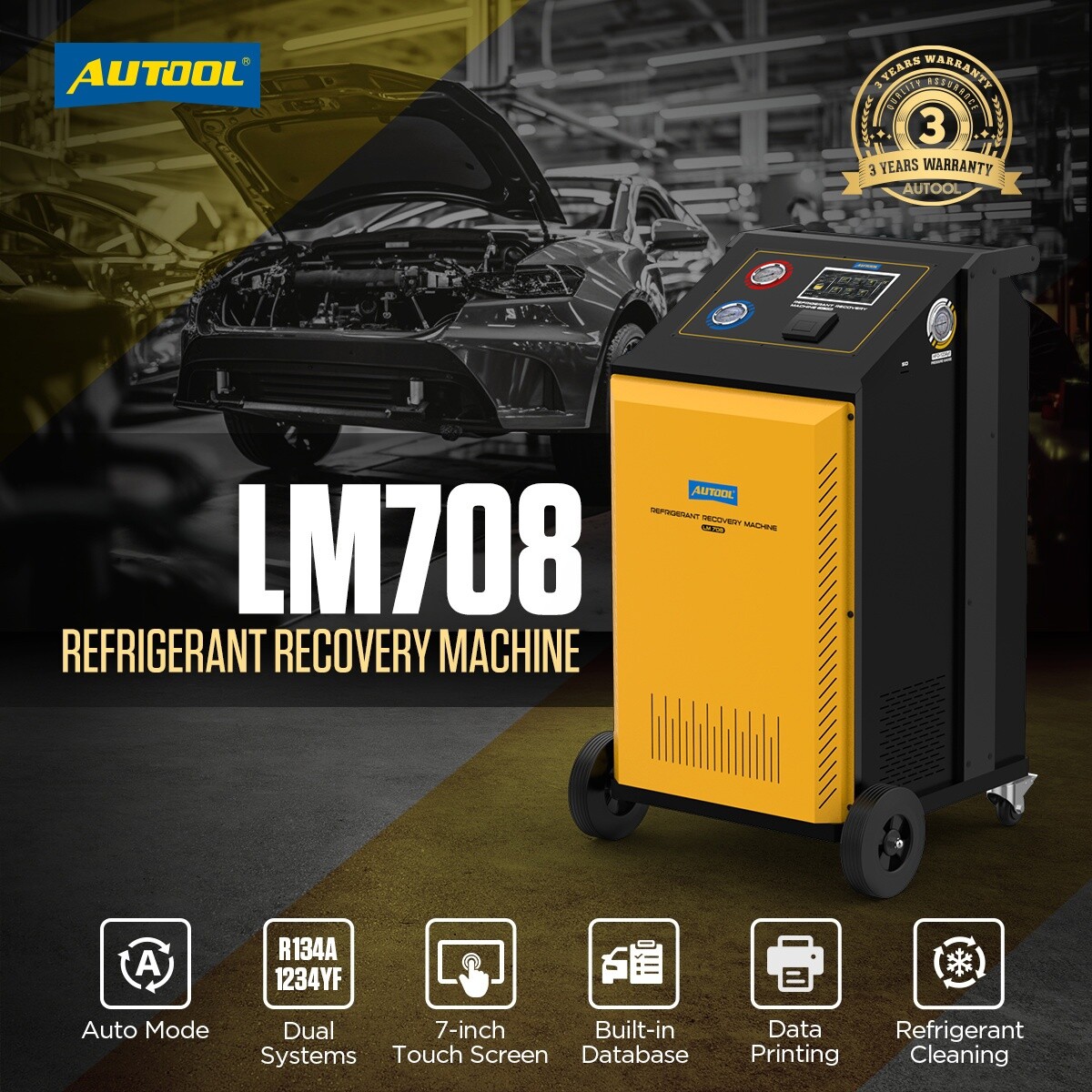 Refrigerant Recovery Machine Fully Automatic A/C HVAC Recycling Dual Cylinder