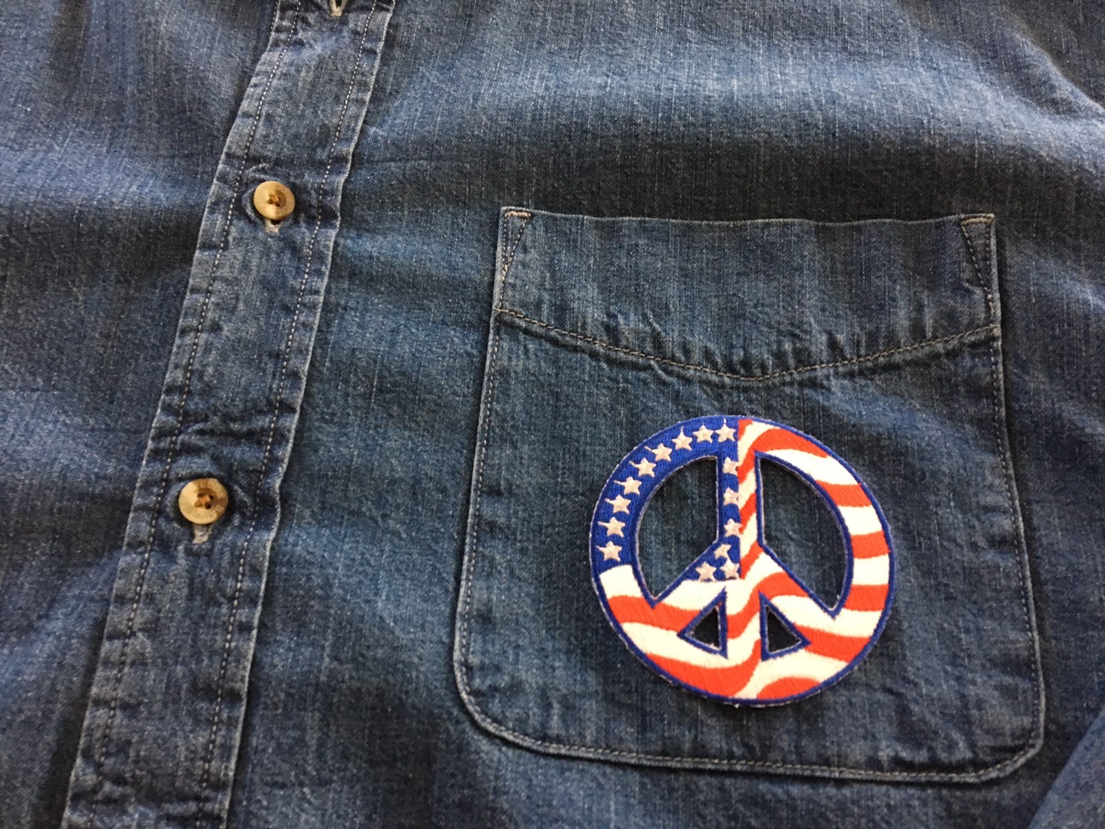 USA AMERICAN FLAG PEACE SIGN 60's ROUND EMBROIDERED PATCH (3") - HIGH QUALITY!