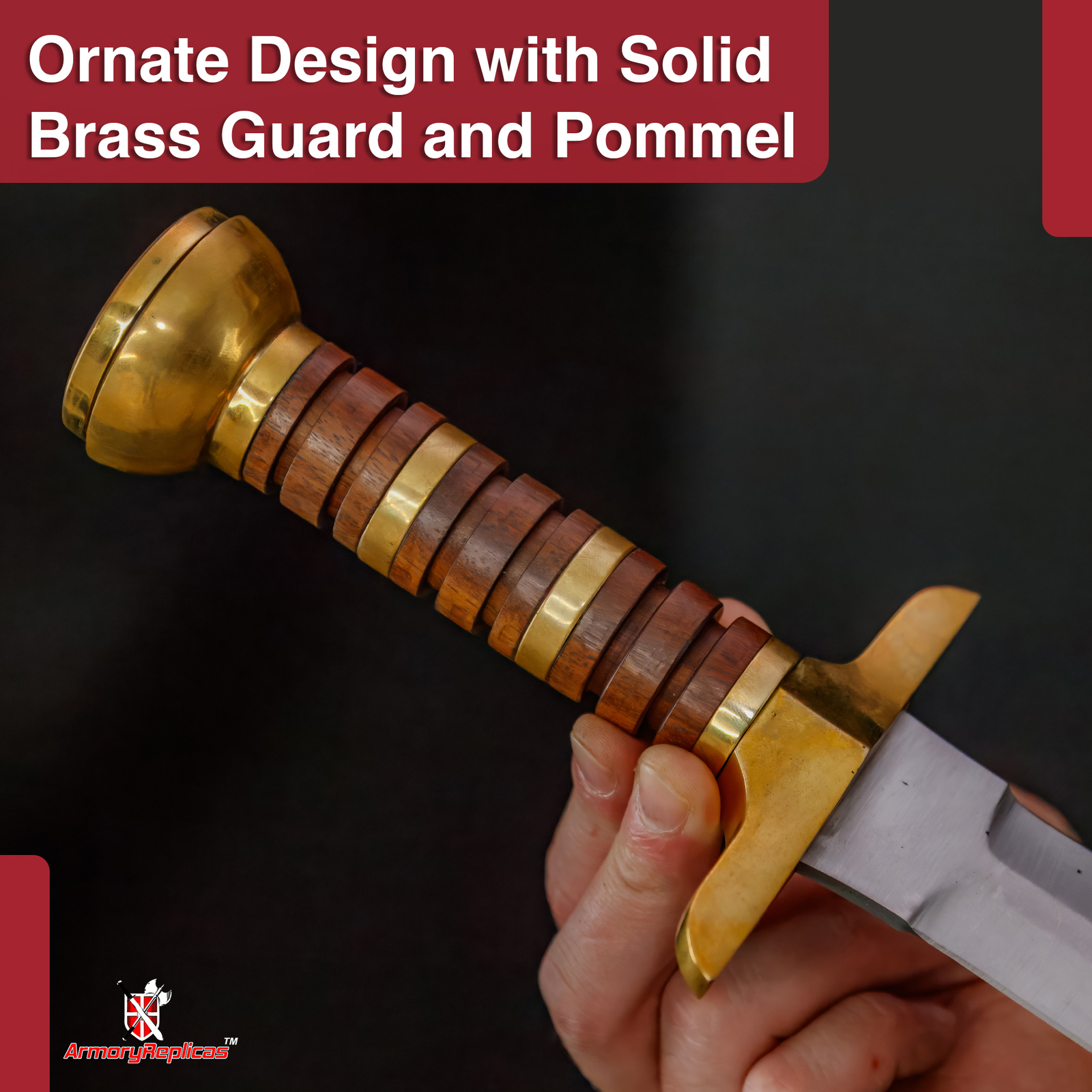 Handcrafted Battle Ready Short Sword Stainless Steel Blade Brass Guard & Sheath