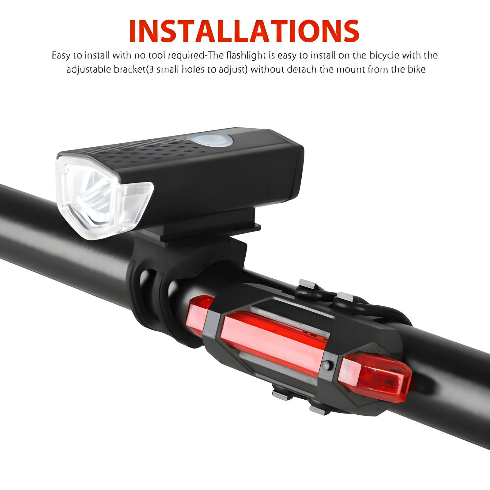 2 Sets USB Rechargeable LED Bicycle Headlight Bike Front Rear Lamp Cycling