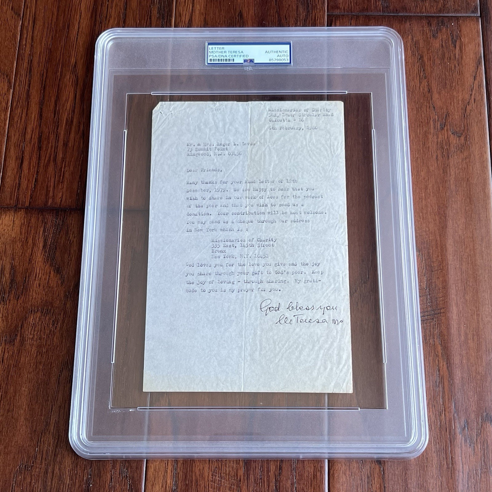 MOTHER TERESA Autograph “Joy of Loving” SIGNED Letter * Catholic SAINT * PSA