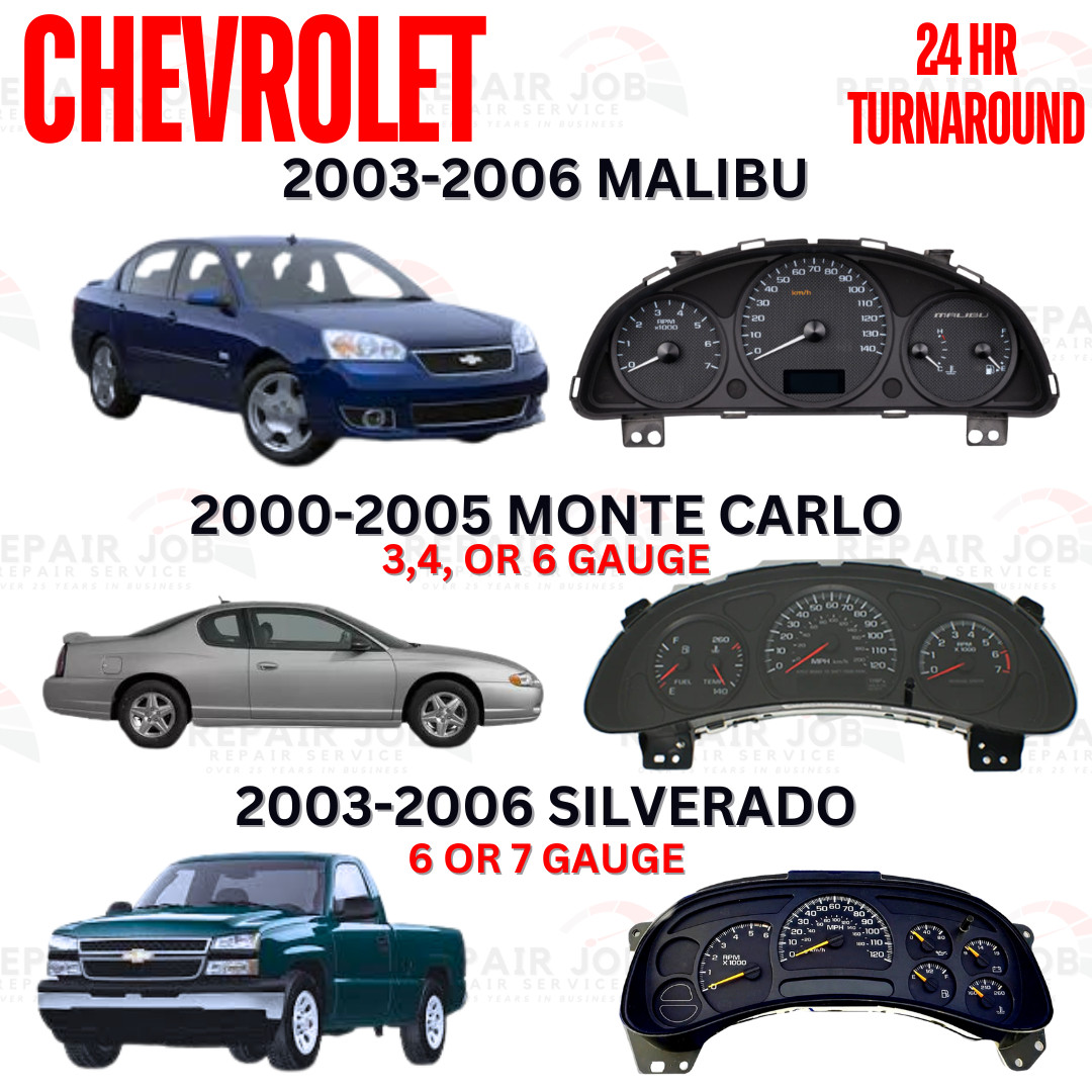 03-07 GM Chevrolet Silverado Tahoe Instrument Gauge Cluster FULL REPAIR SERVICE