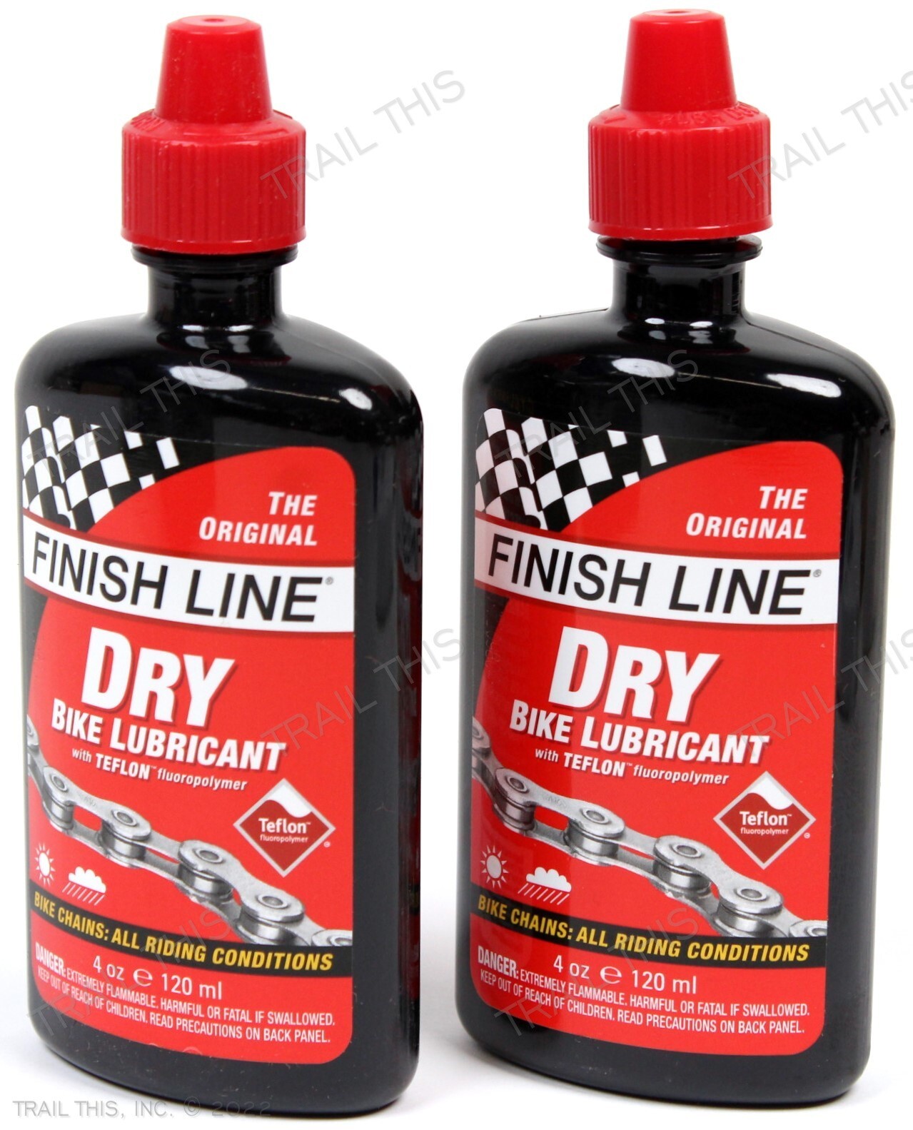 2 Finish Line Dry 4oz Teflon Lube Bike Chain Lube / Lubricant 120ml Two-Pack