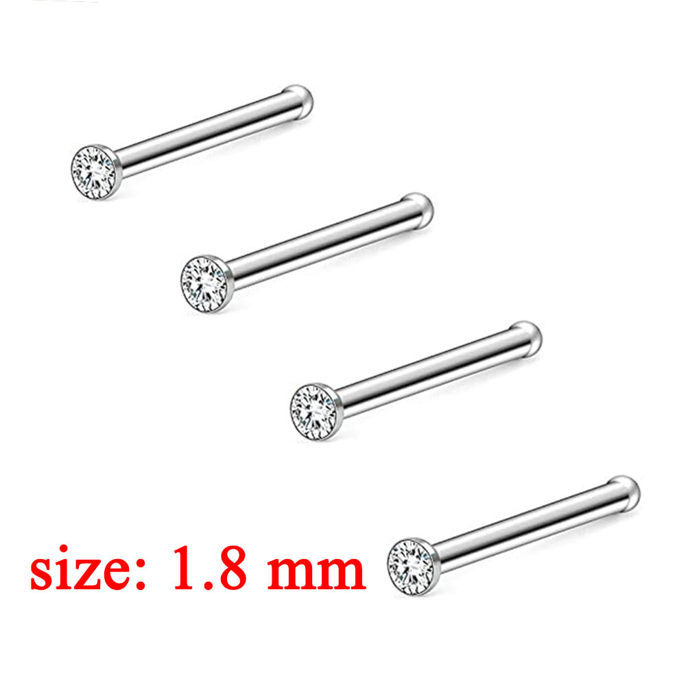60X Stainless Steel Nose Stud Rings Body Piercing Pin 1.8mm Jewelry