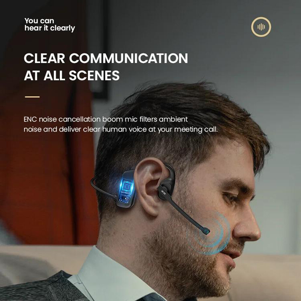 Trucker Bluetooth 5.3 Open Ear Wireless Headset With Dual Noise Cancelling Mic