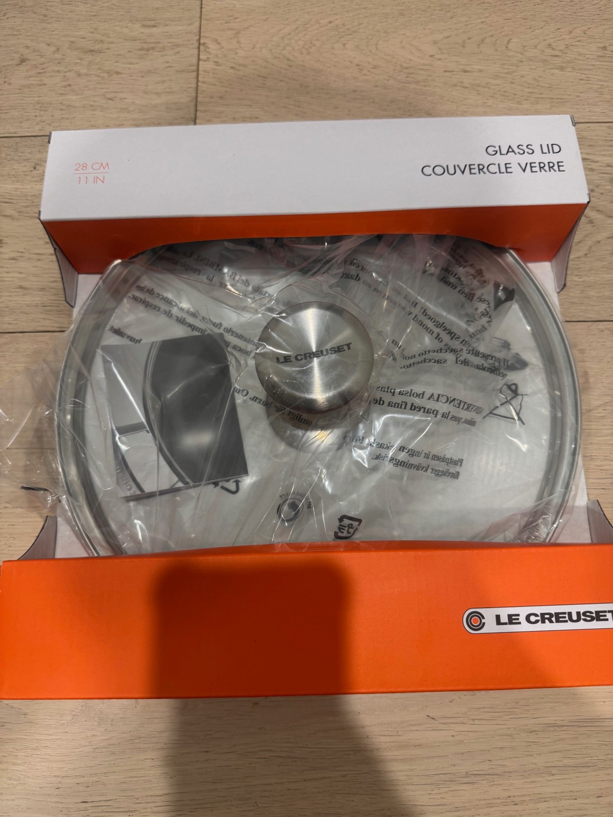 New Le Creuset Glass Lid with Stainless Steel Knob 11 Inch