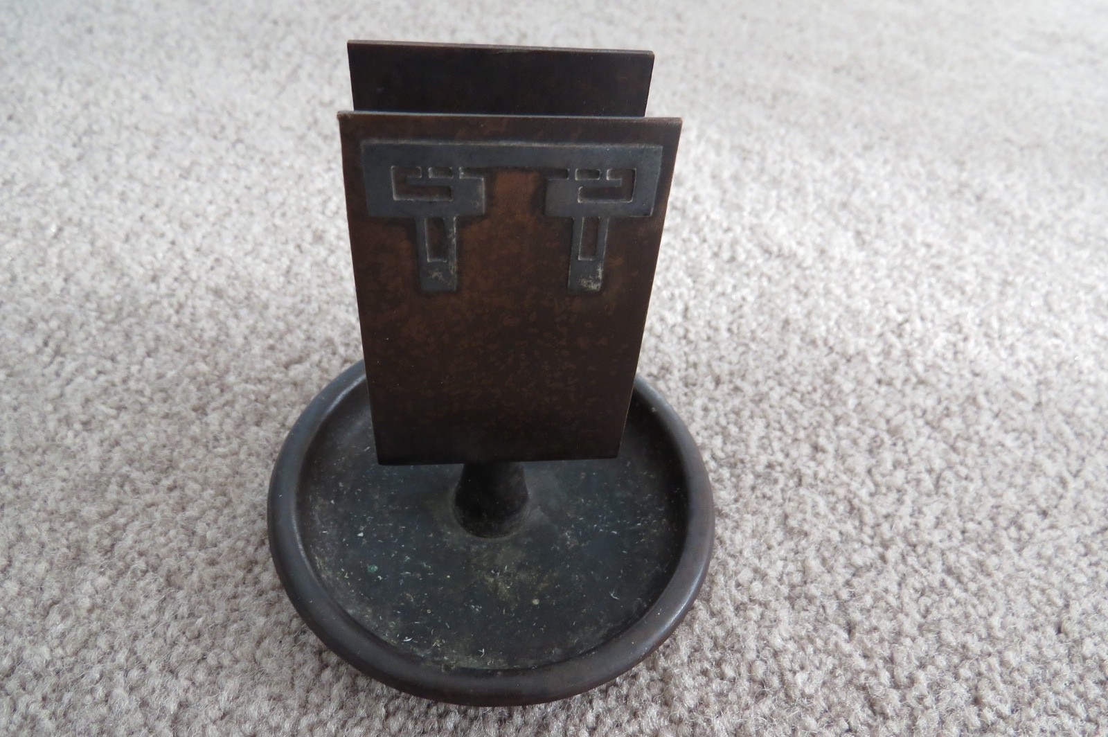 UNUSUAL HEINTZ ART STERLING ON BRONZE SMOKING SET