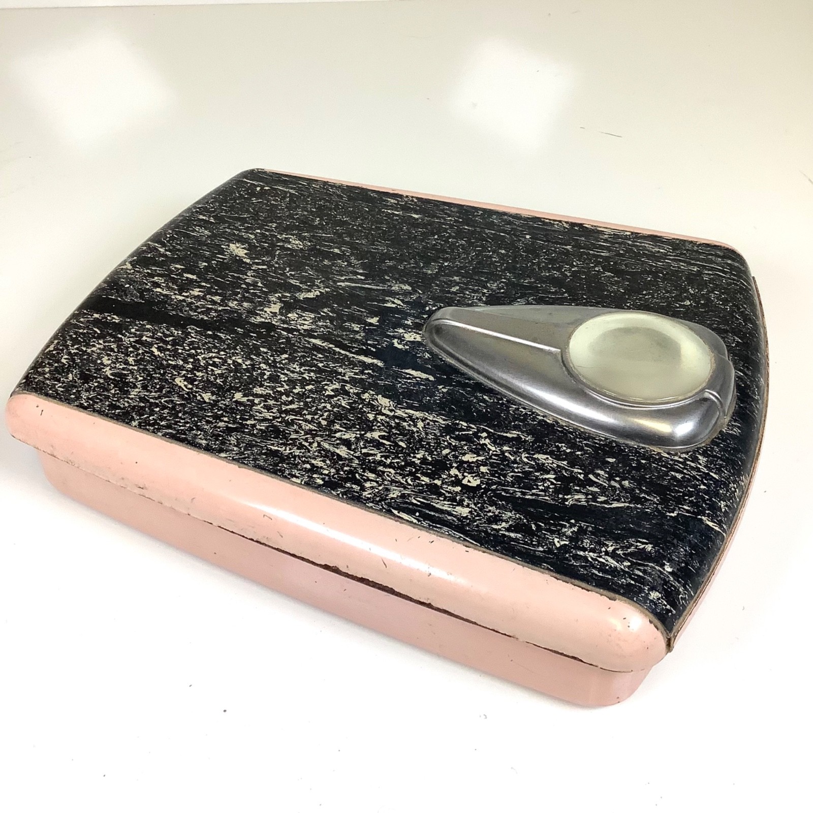 Vintage MCM Borg Pink Black Bathroom Scale 250 Lbs Mechanical Retro Art Deco