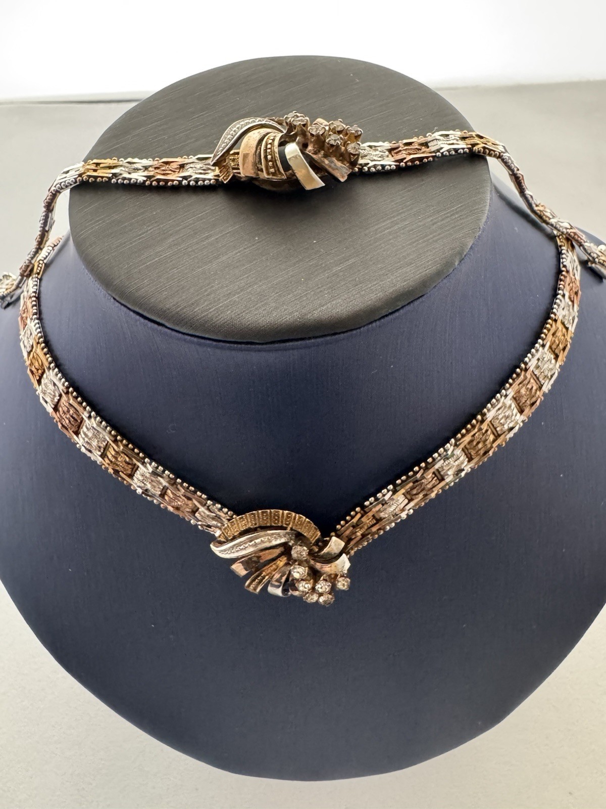 Vintage Jewelry Sterling Silver Set Italy 925 Necklace Bracelet 2 Tone Riccio