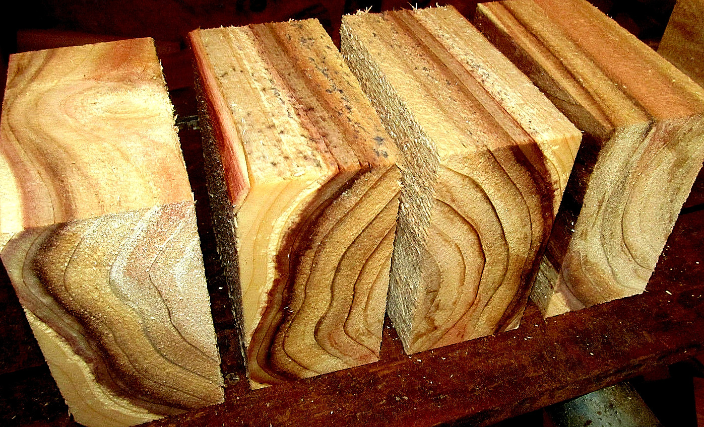 FOUR (4) BEAUTIFUL BALD CYPRESS BOWL BLANKS LATHE TURNING LUMBER WOOD 5 X 5 X 3"