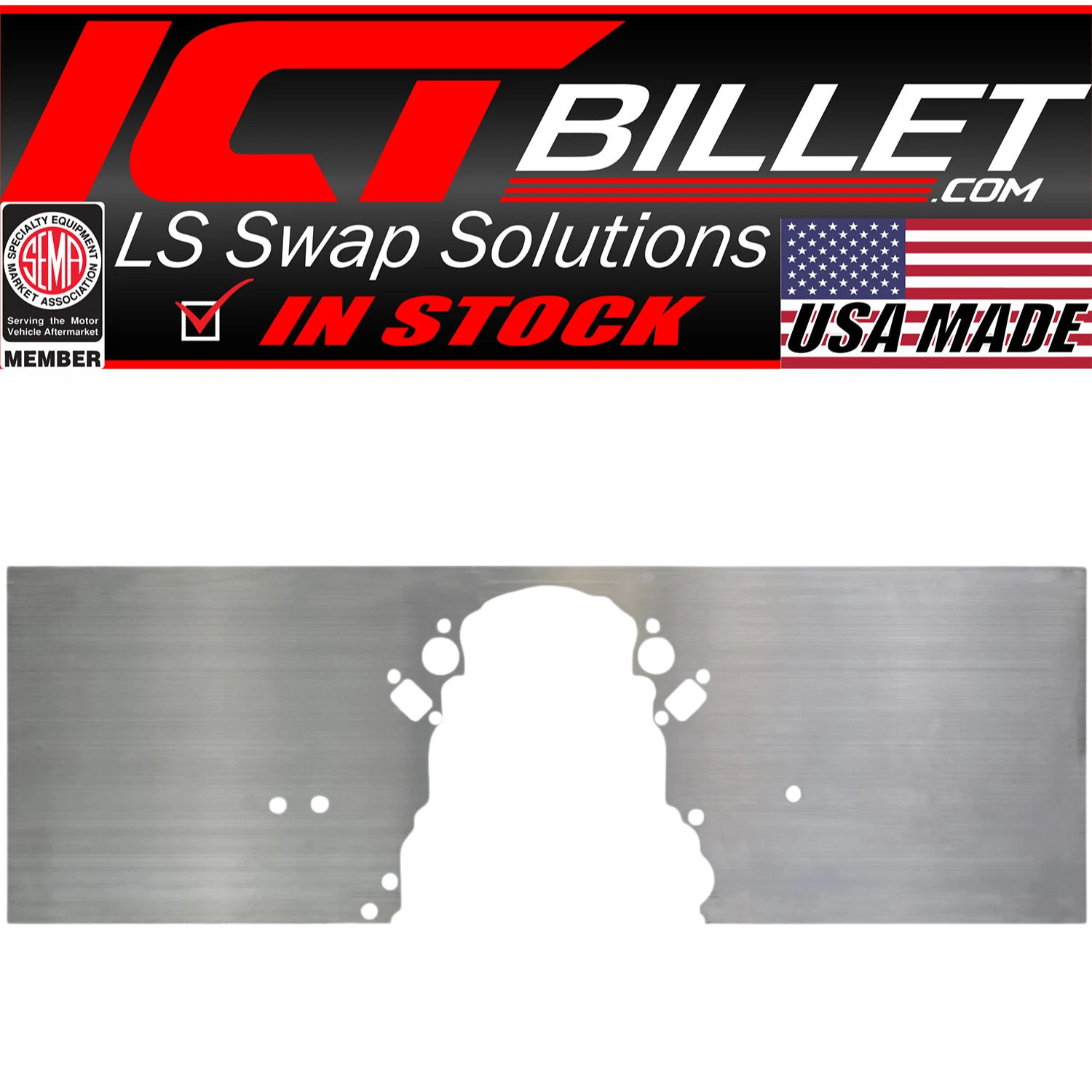 ICT Billet LSX Front Engine Plate - Aluminum Chevy Solid Motor Mount - LS LS1