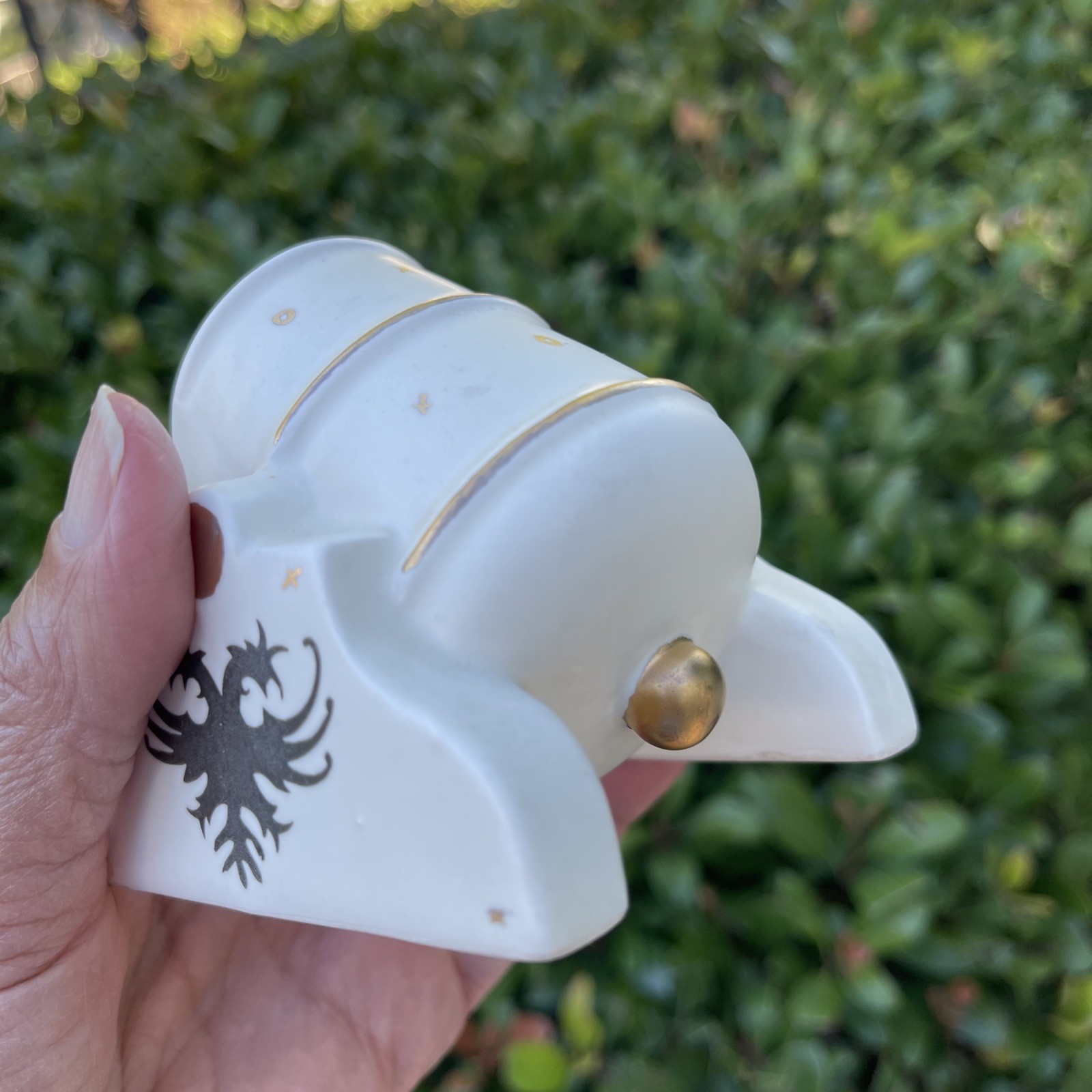 Double Headed Eagle Porcelain Canon Heraldic Military Figurine Artillery