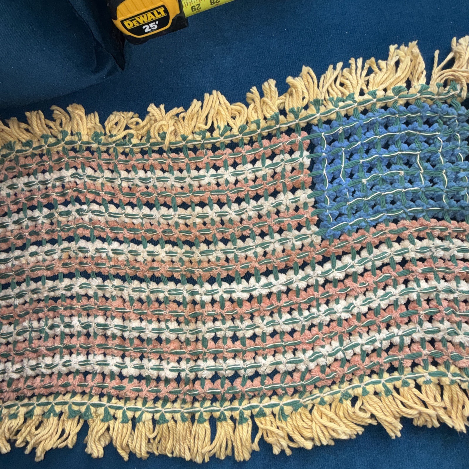 Victorian era American Country Flag Folk Art Embroidery Rare Item. 27” X 16”