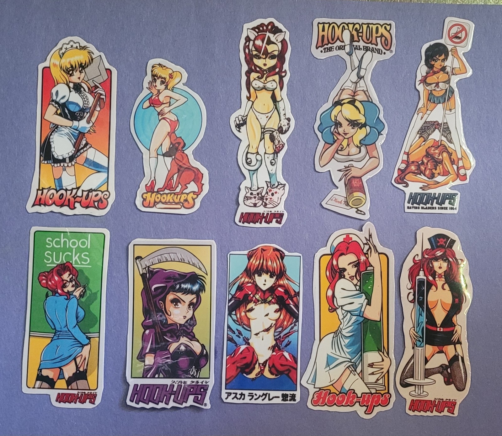Set #4 Hookups Inspired Remastered 10 Diff Vinyl Laminated Stickers + Suprise!