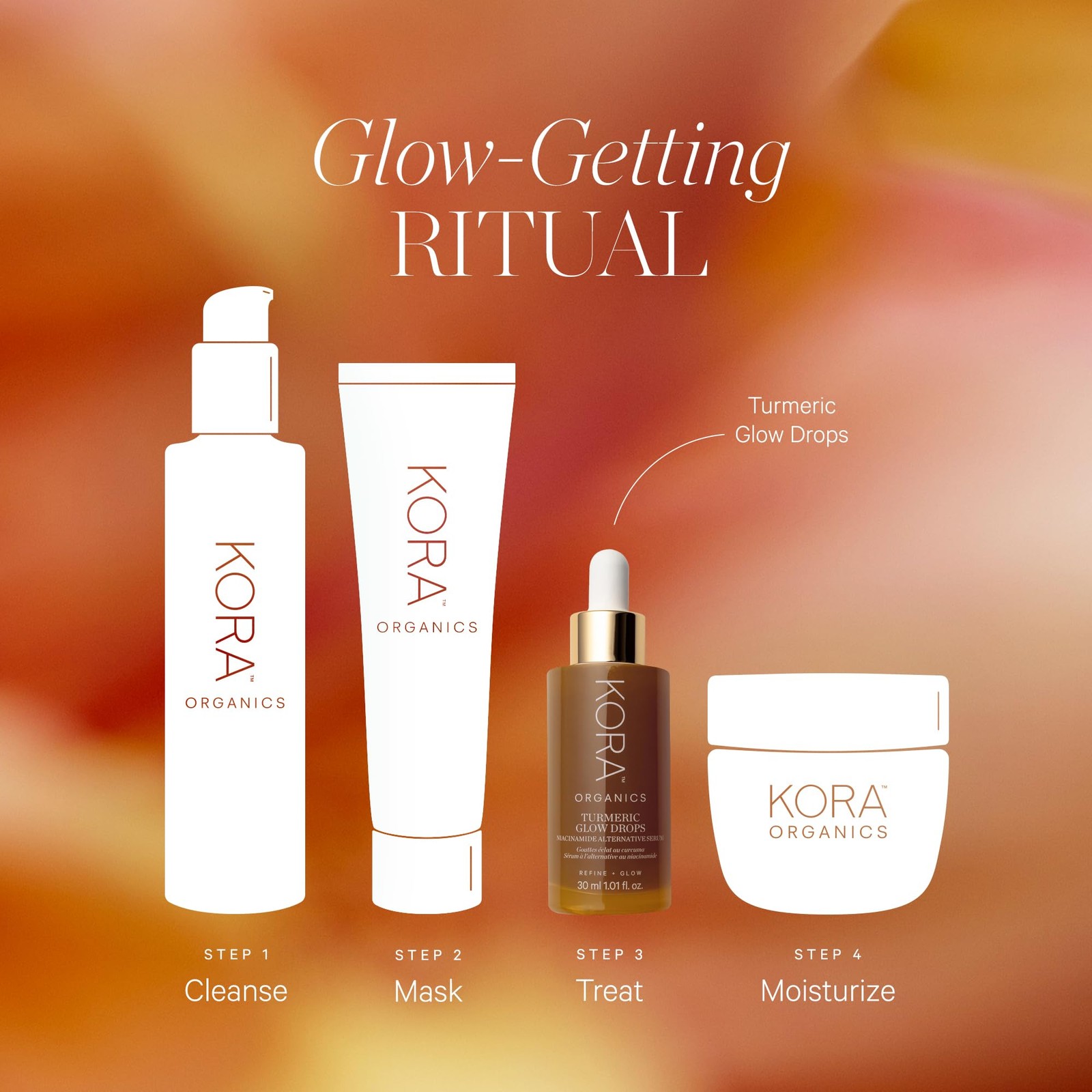 KORA Organics Turmeric Glow Drops, Certified Organic Radiance Face Serum with Ni