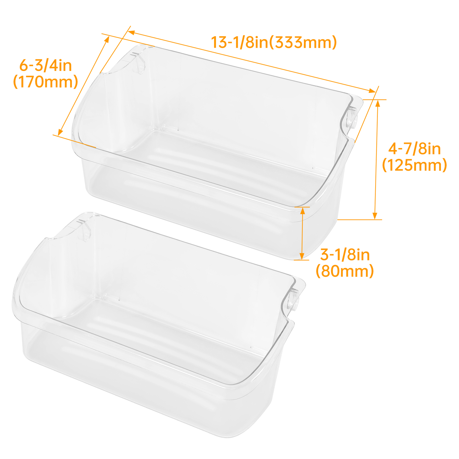 2 Pack Clear Refrigerator Door Bin Shelf #240324502  For Frigidaire Kenmore